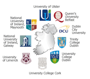 logos of main universities in Ireland